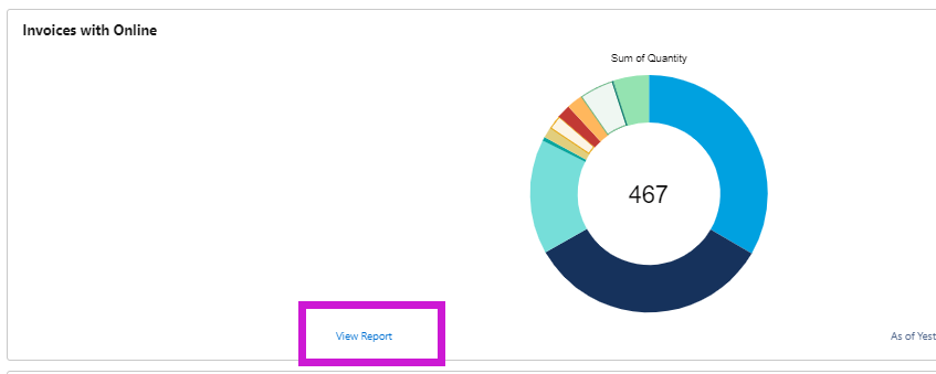 Scroll down until you see the "Invoices with Online" report and click "View Report"