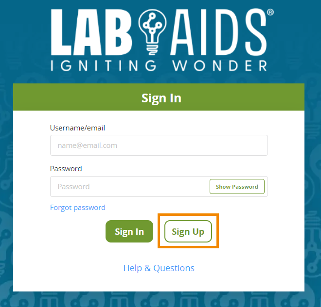 The Math Portals login page displays with "Sign Up" outlined in orange