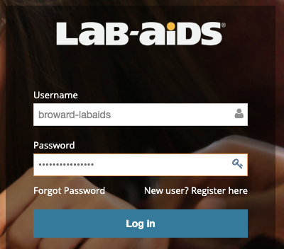 screenshot of login credentials